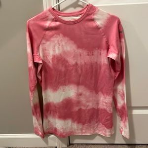 NIKE Pink Tye-Dye Dri-Fit Long Sleeve Top - M
